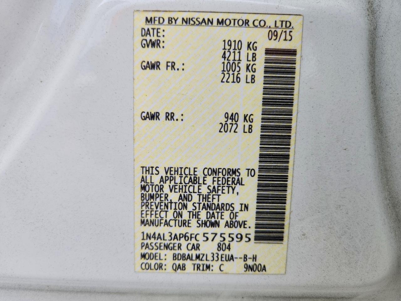 2015 NISSAN ALTIMA