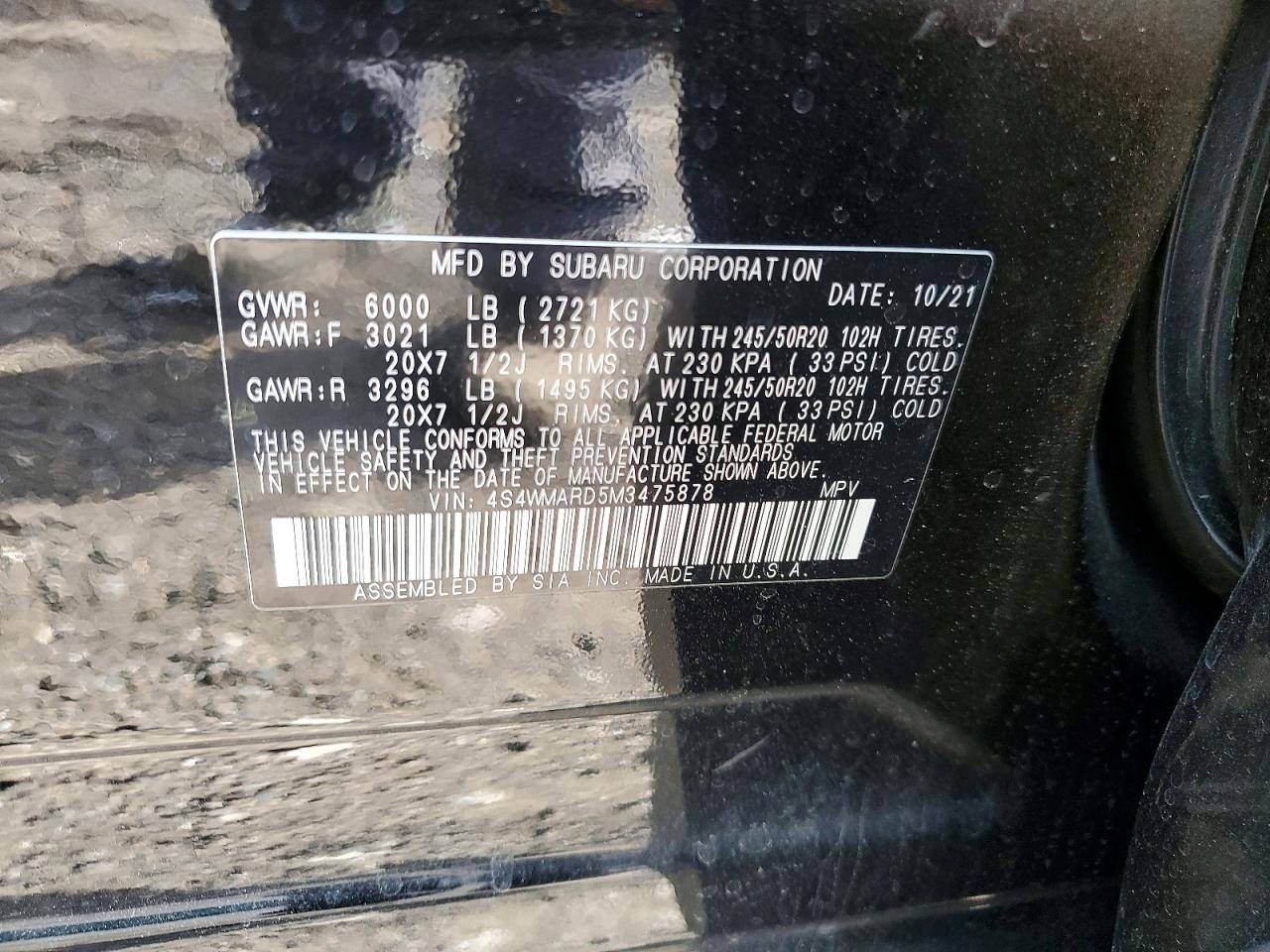 2021 SUBARU ASCENT