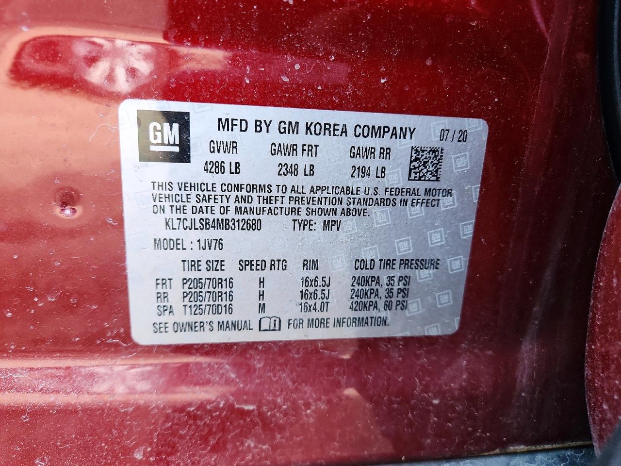 2021 CHEVROLET TRAX
