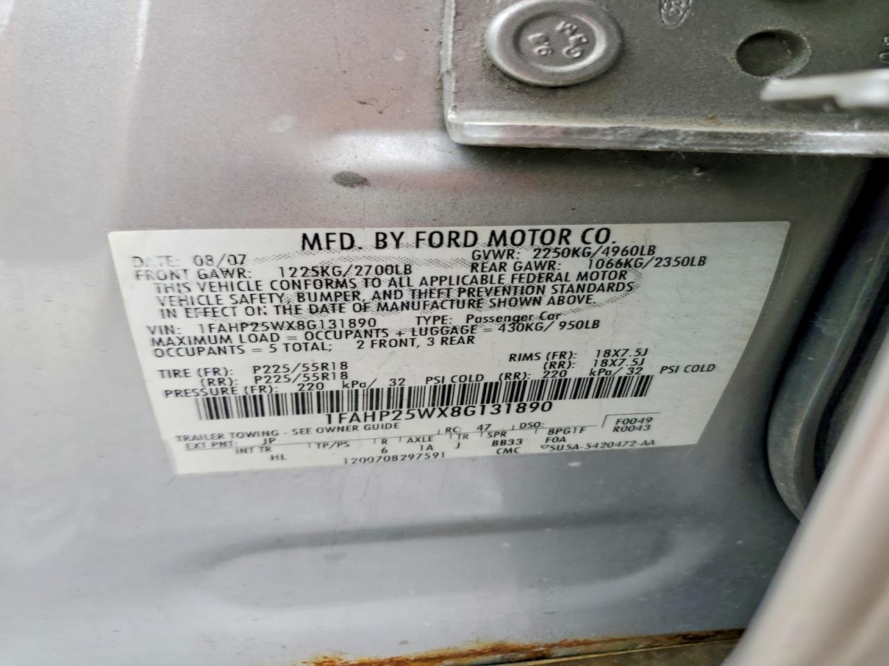 2008 FORD TAURUS