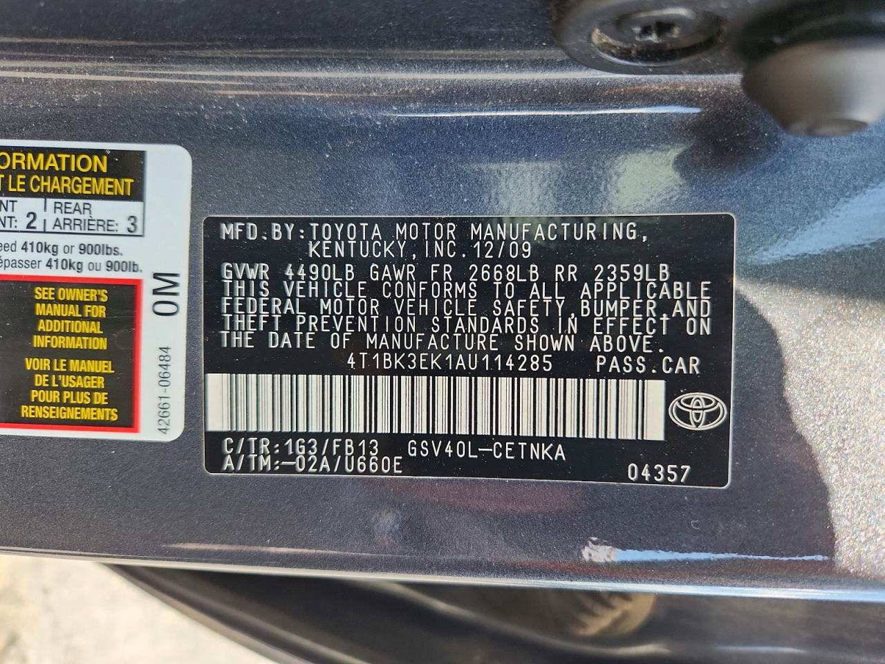 2010 TOYOTA CAMRY