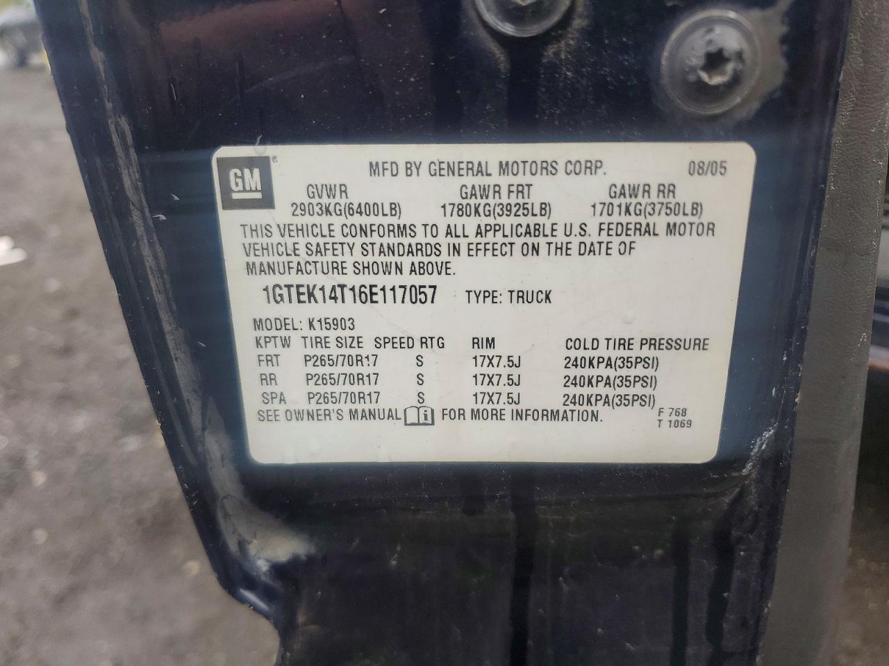 2006 GMC SIERA 1500
