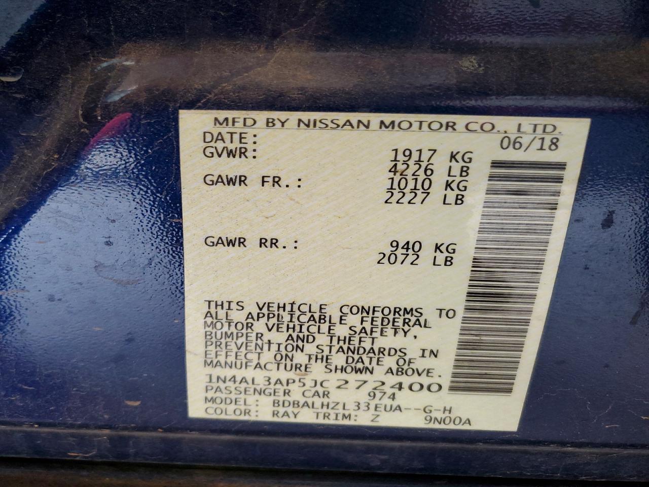 2018 NISSAN ALTIMA
