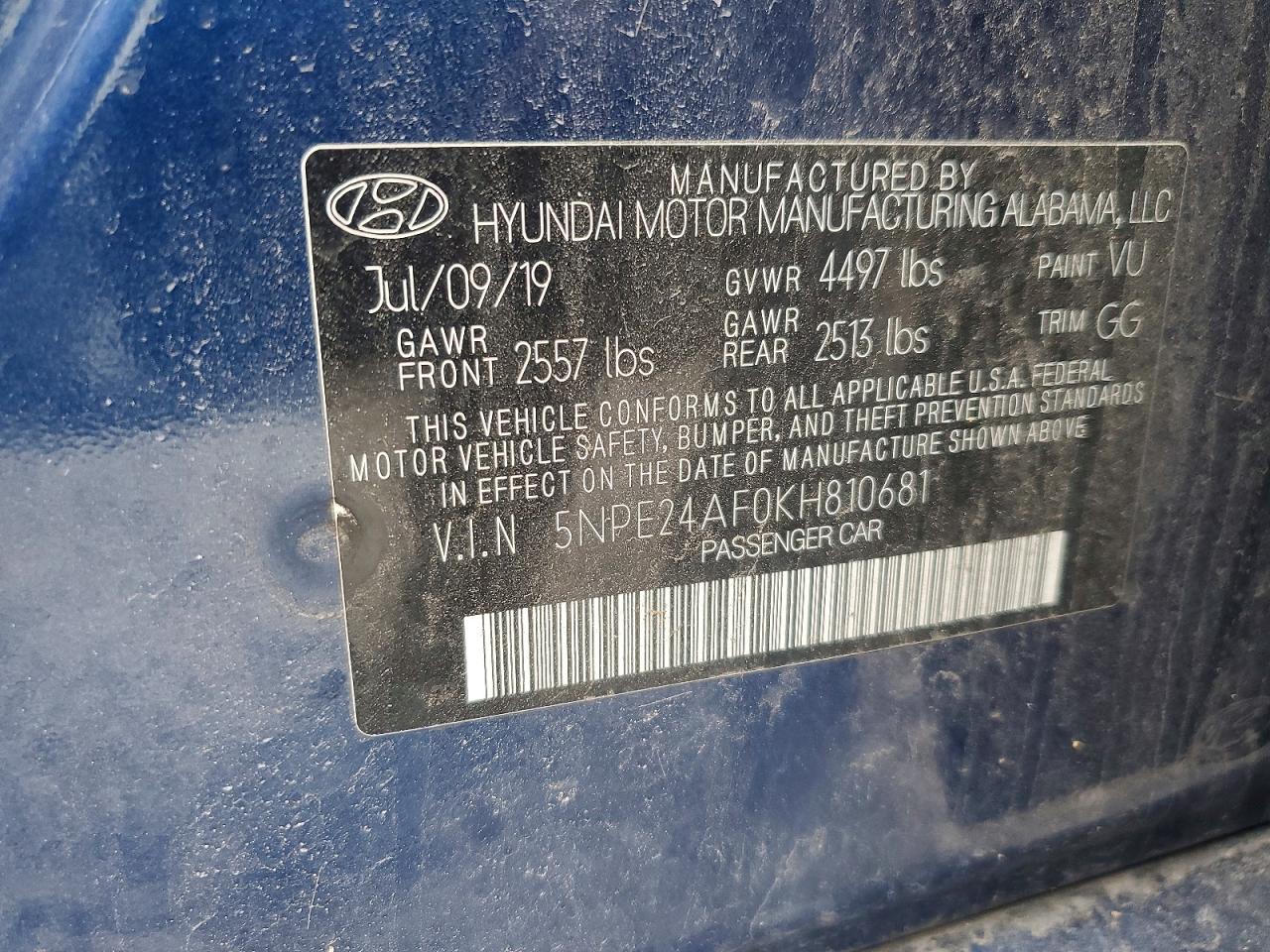 2019 HYUNDAI SONATA