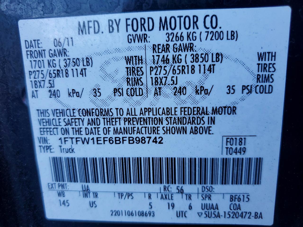 2011 FORD F150