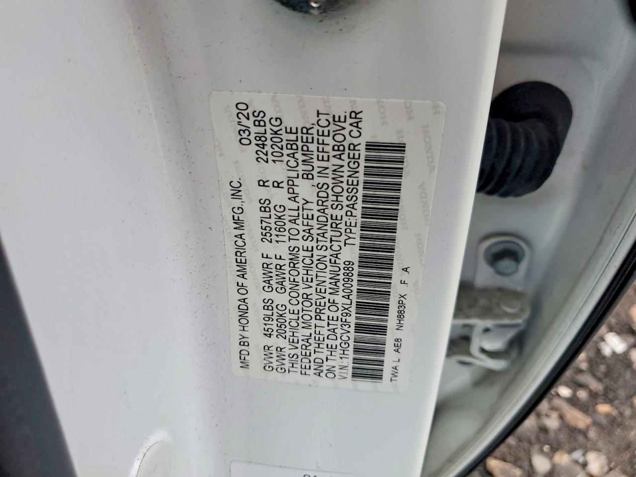 2020 HONDA ACCORD