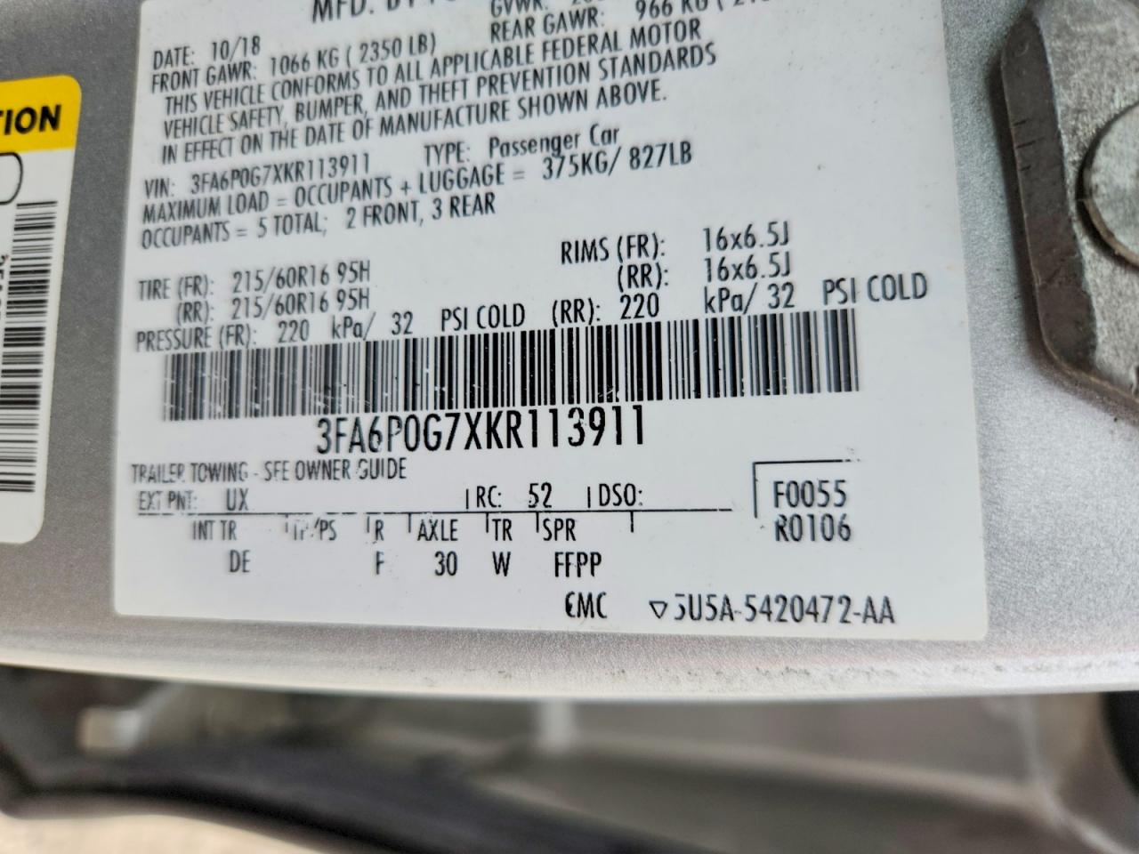 2019 FORD FUSION