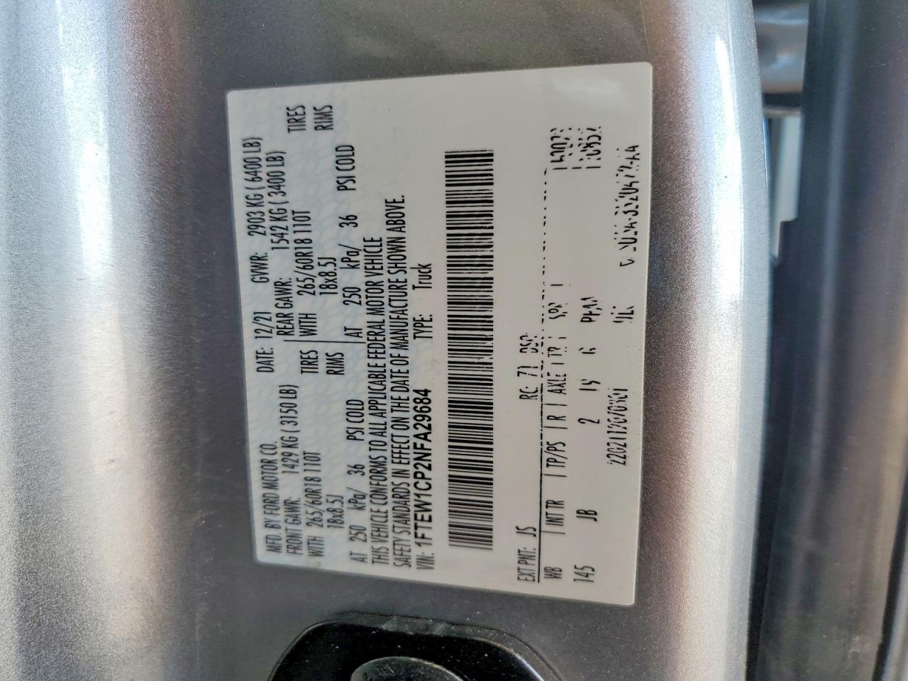 2022 FORD F150