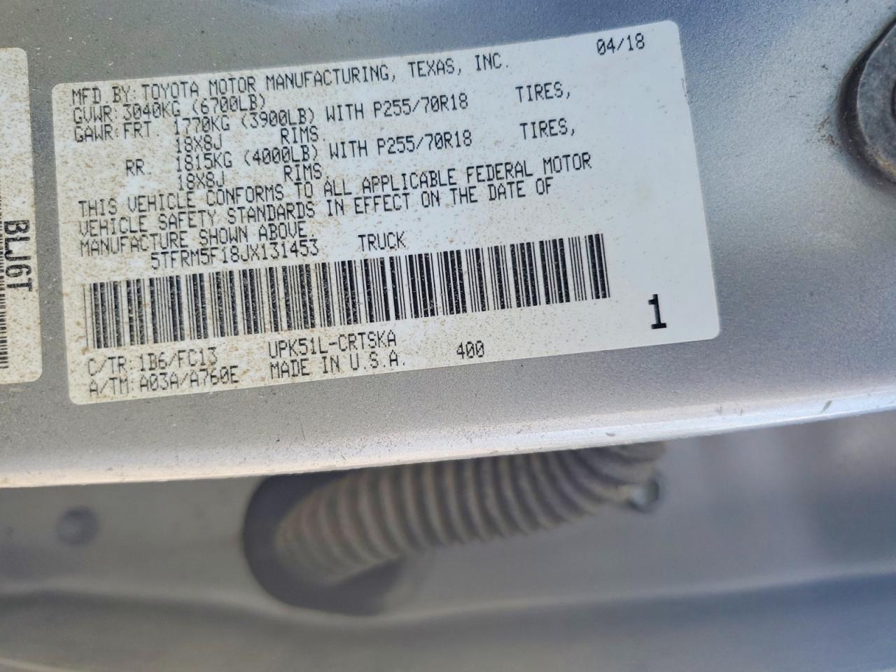 2018 TOYOTA TUNDRA
