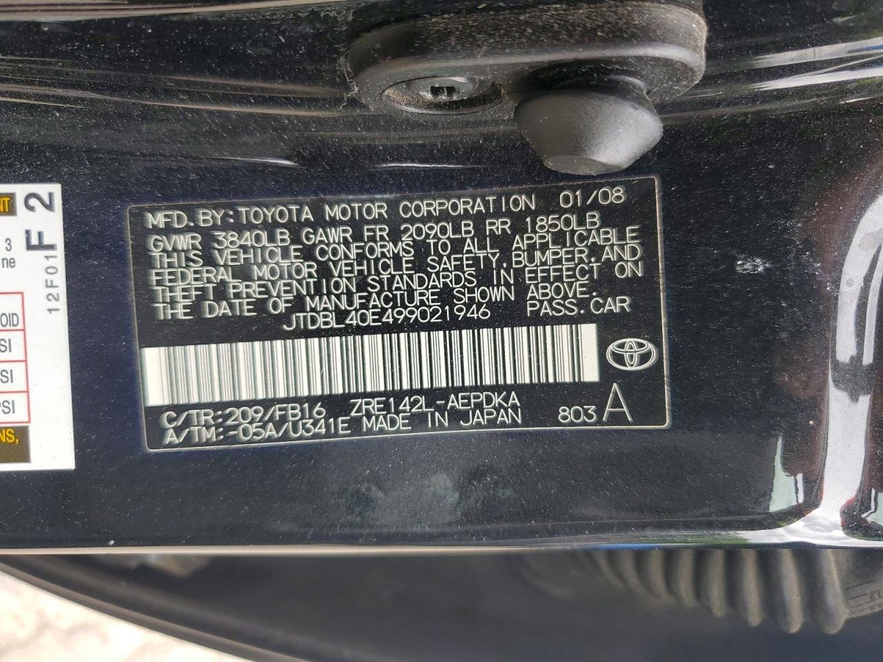 2009 TOYOTA COROLLA
