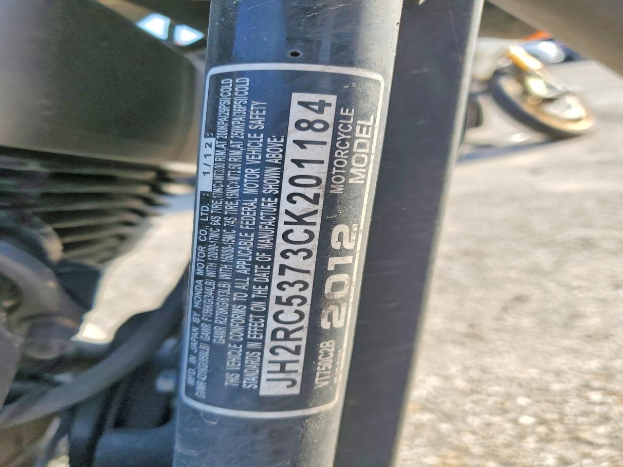 2012 HONDA VT CYCLE