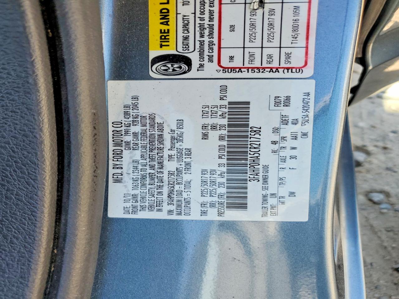2012 FORD FUSION