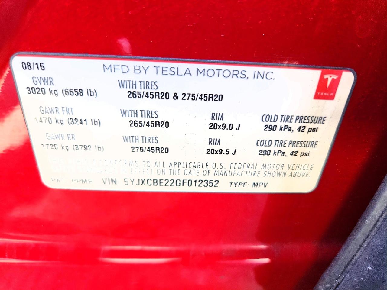 2016 TESLA MODEL X
