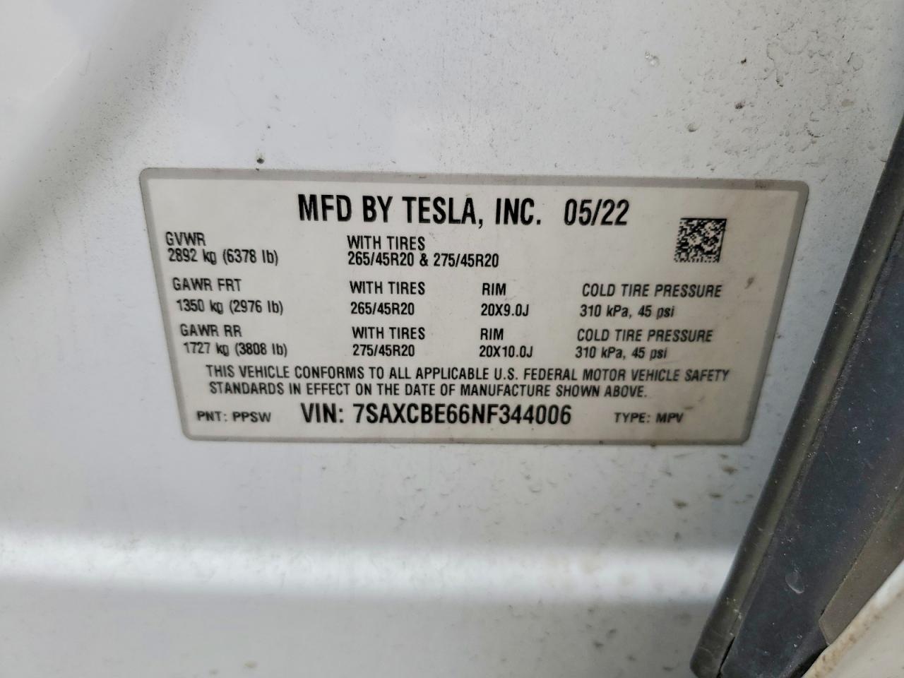 2022 TESLA MODEL X
