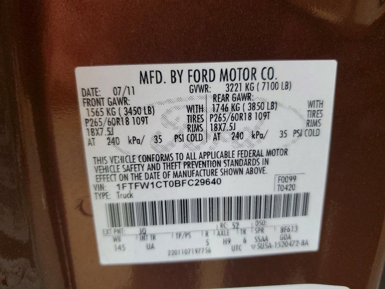 2011 FORD F150