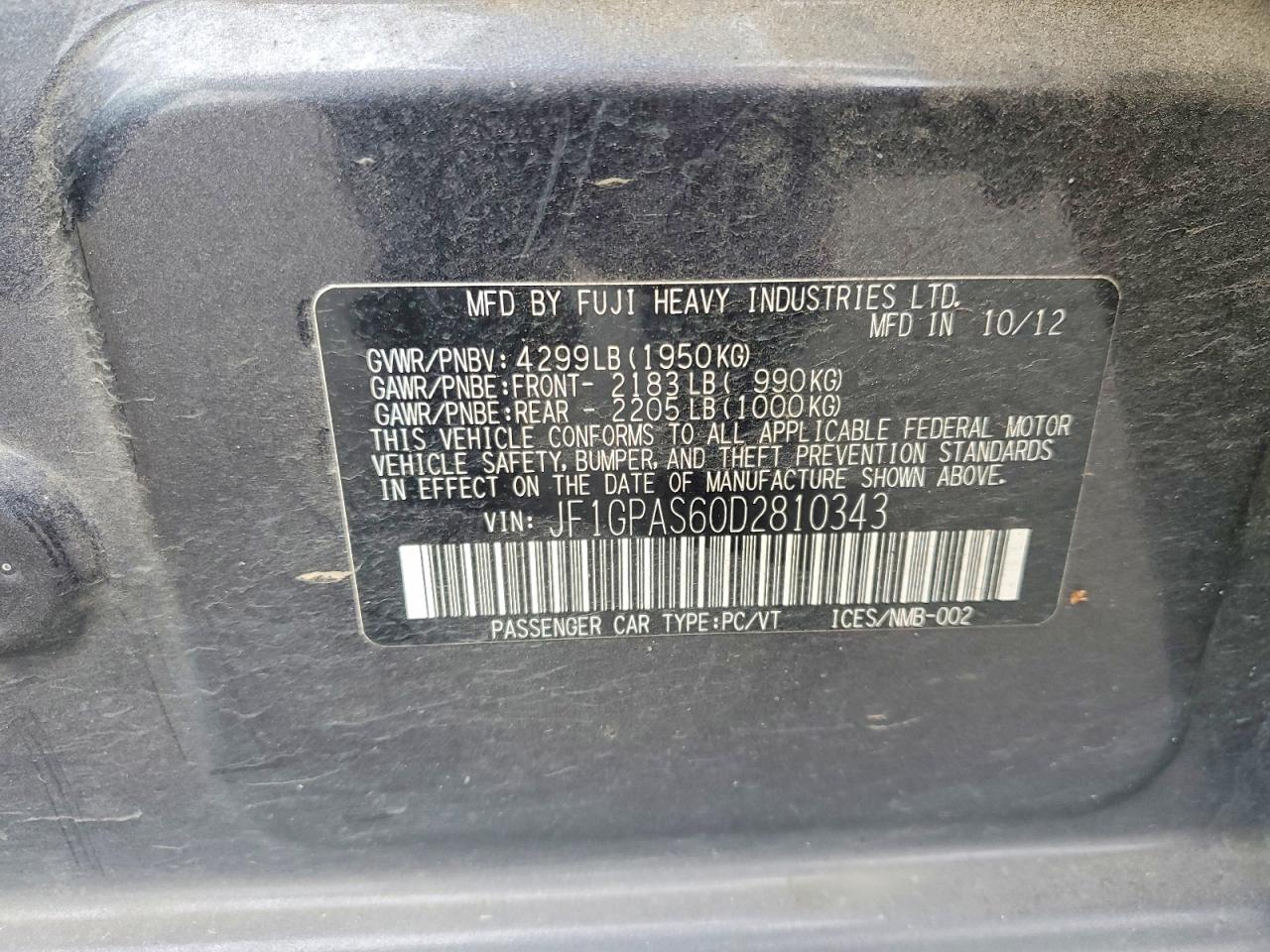 2013 SUBARU IMPREZA