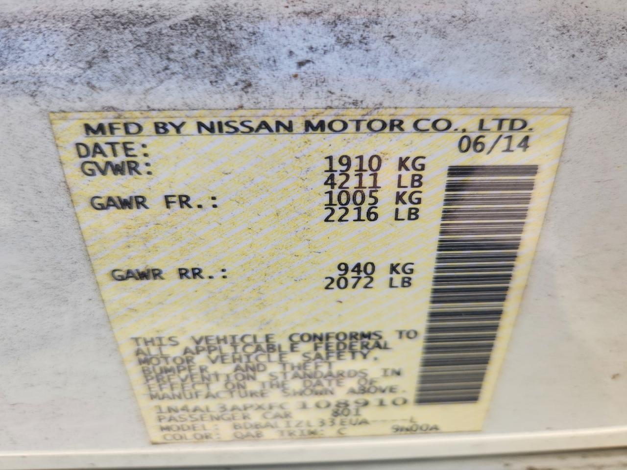 2015 NISSAN ALTIMA