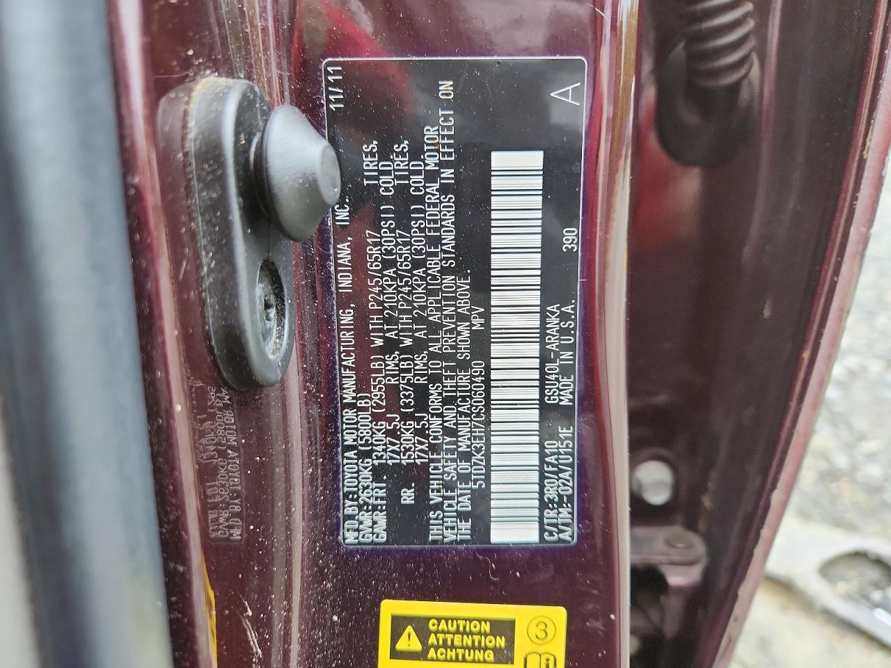 2012 TOYOTA HIGHLANDER