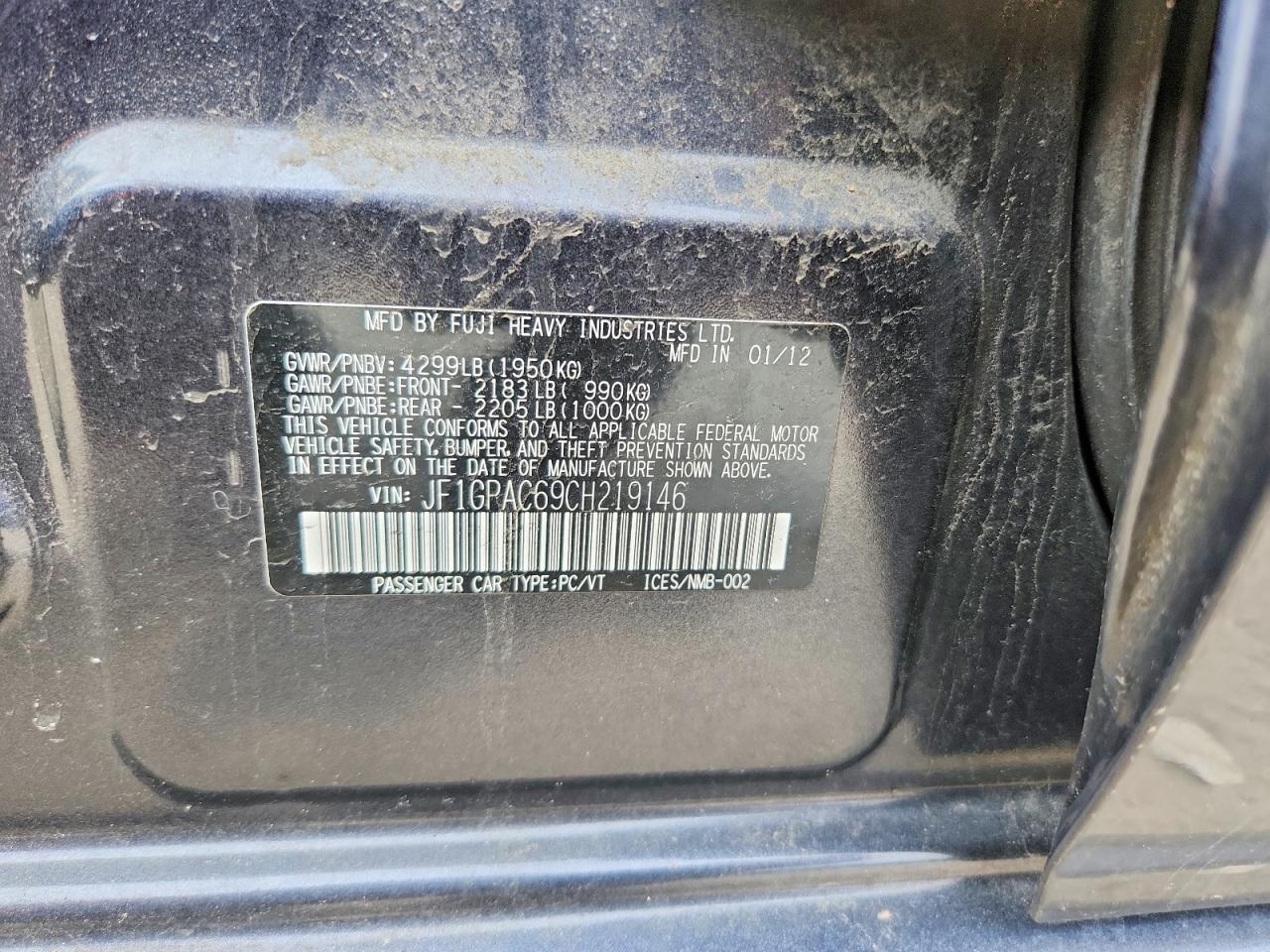 2012 SUBARU IMPREZA