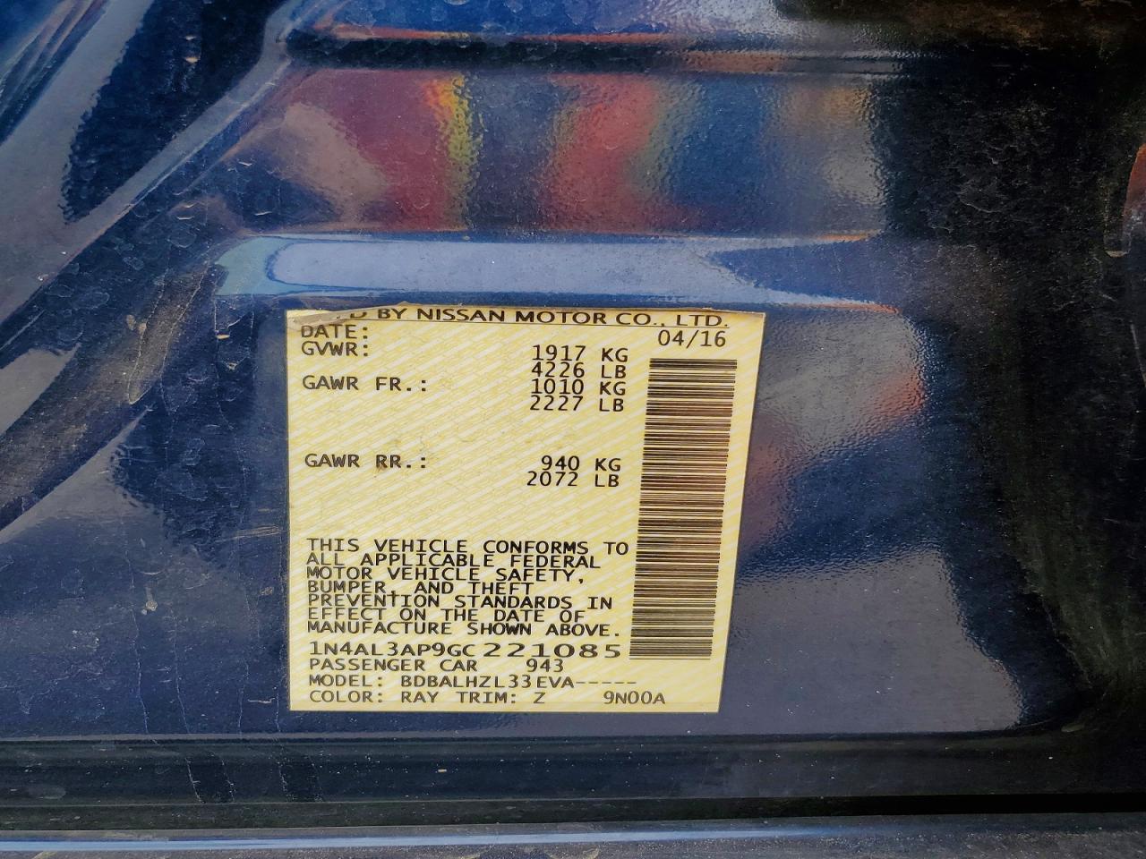 2016 NISSAN ALTIMA