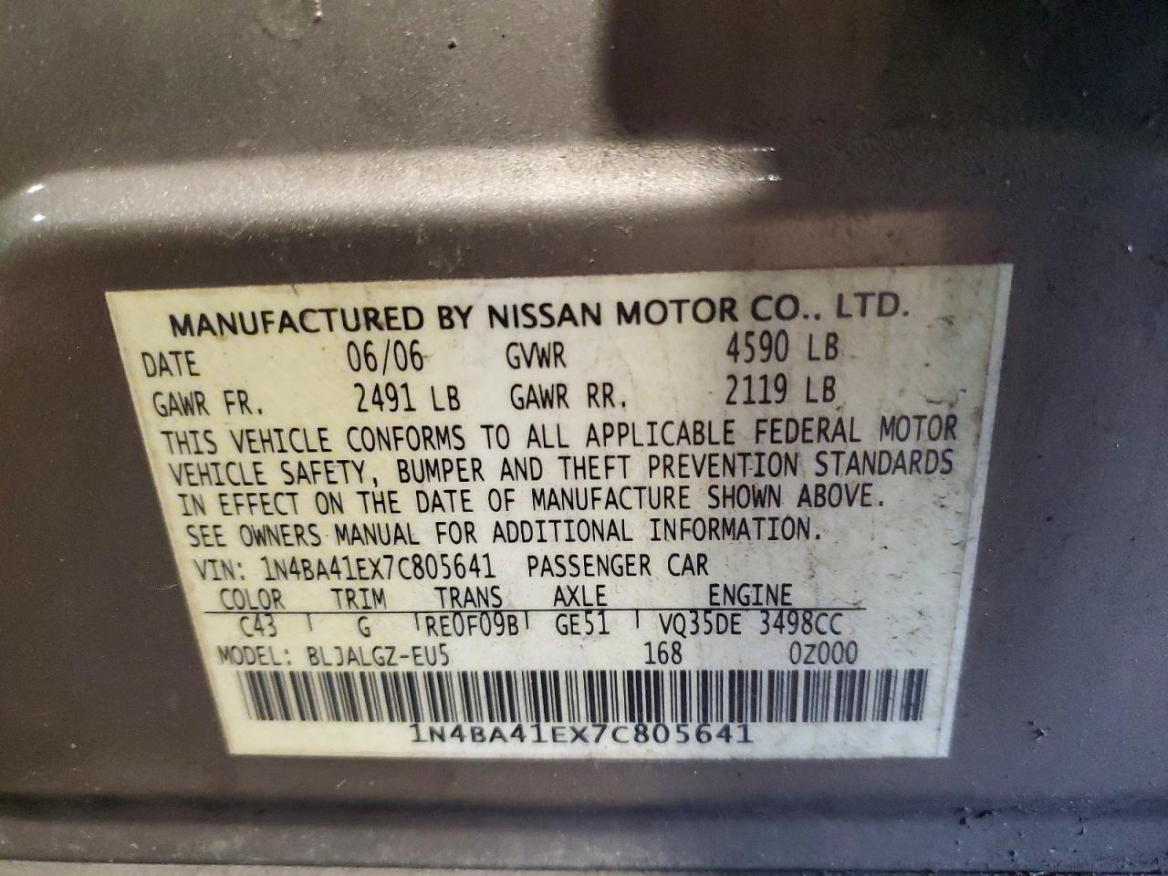 2007 NISSAN MAXIMA