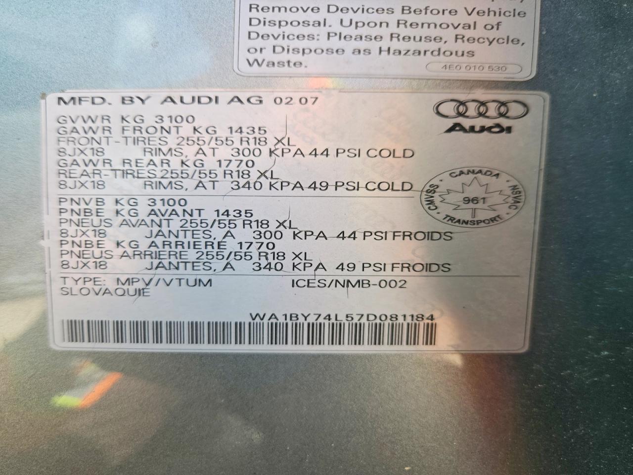 2007 AUDI Q7