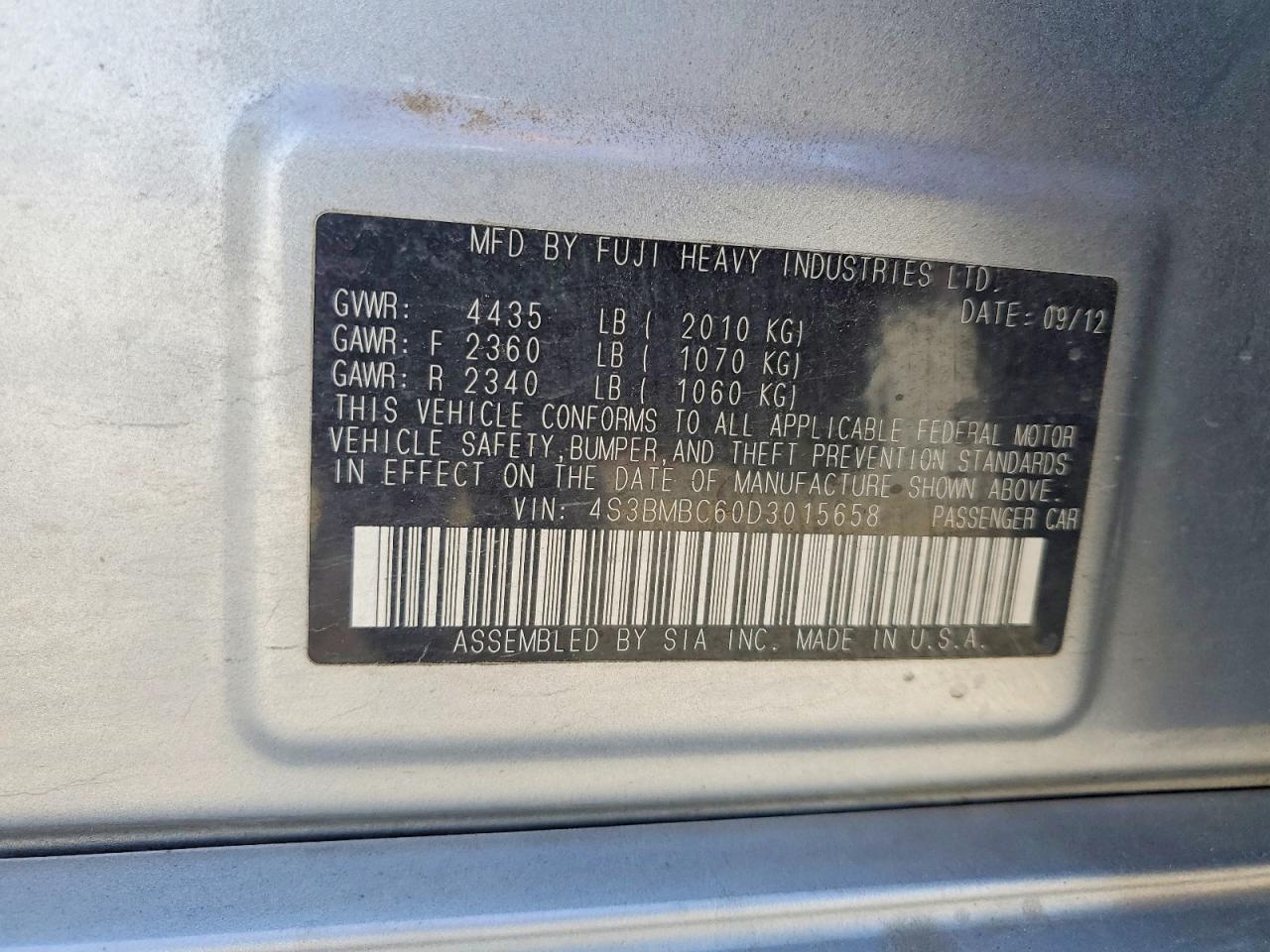 2013 SUBARU LEGACY