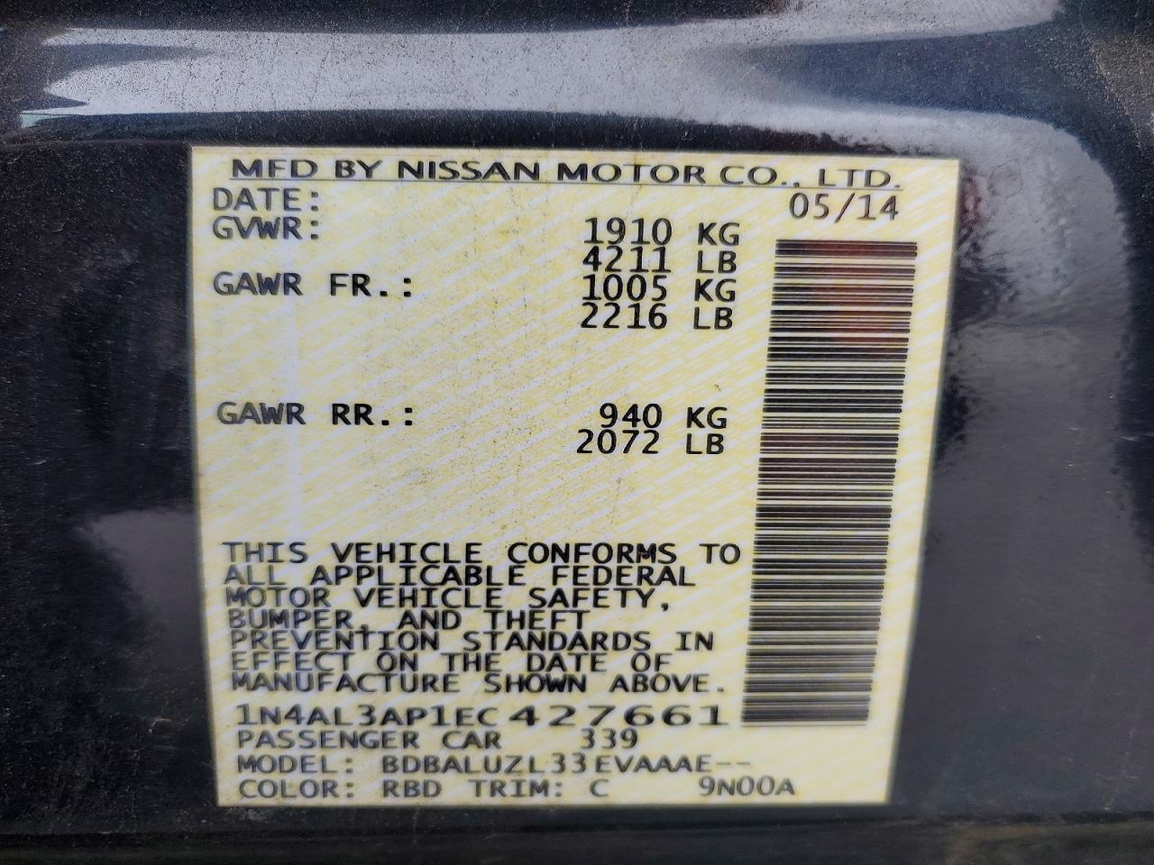 2014 NISSAN ALTIMA