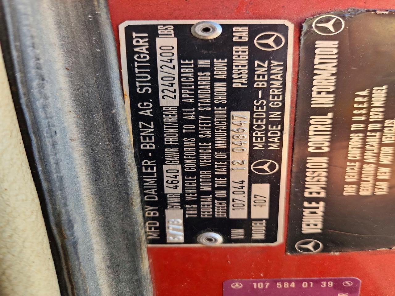1978 MERCEDES BENZ 450SL