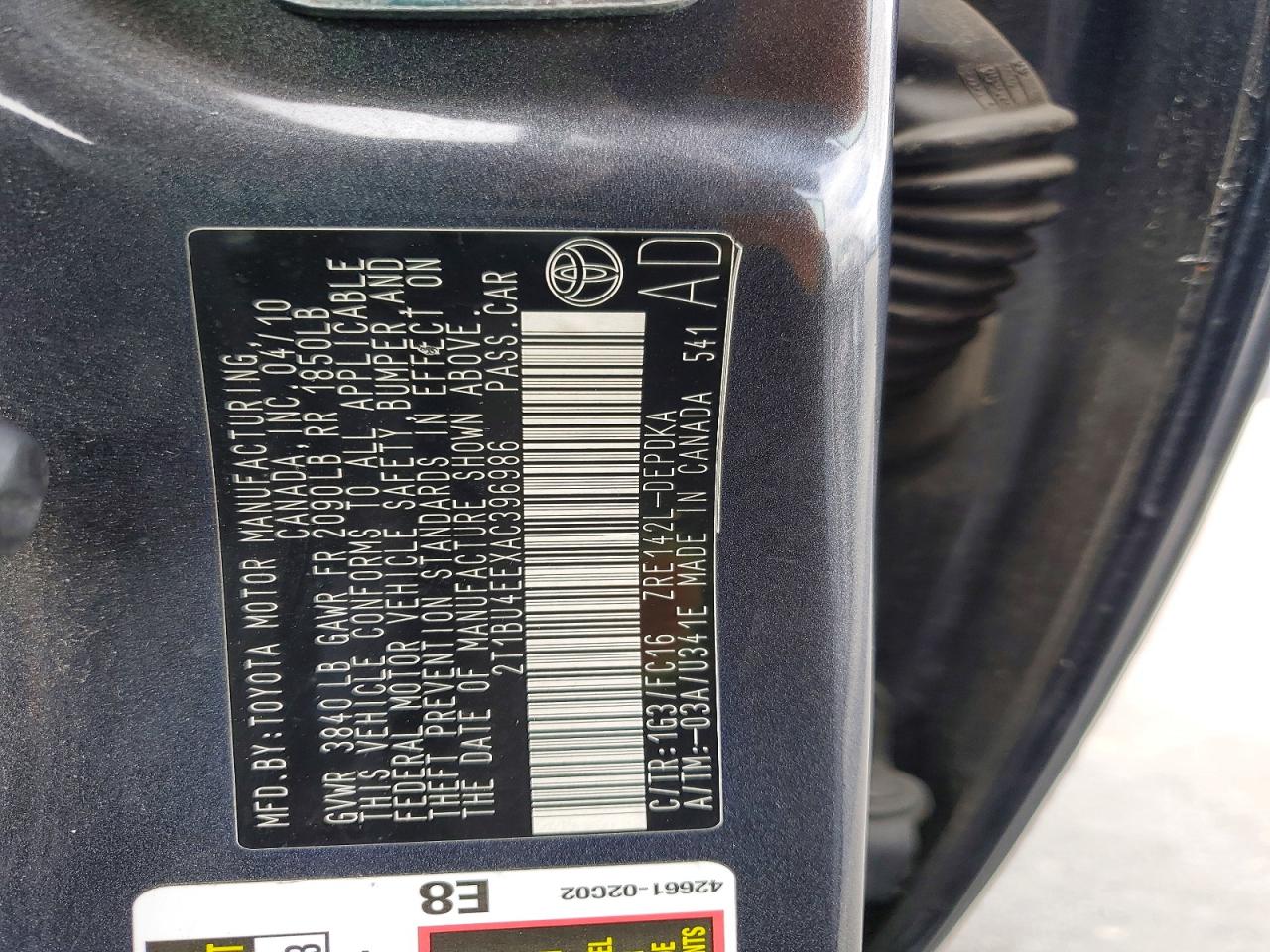 2010 TOYOTA COROLLA