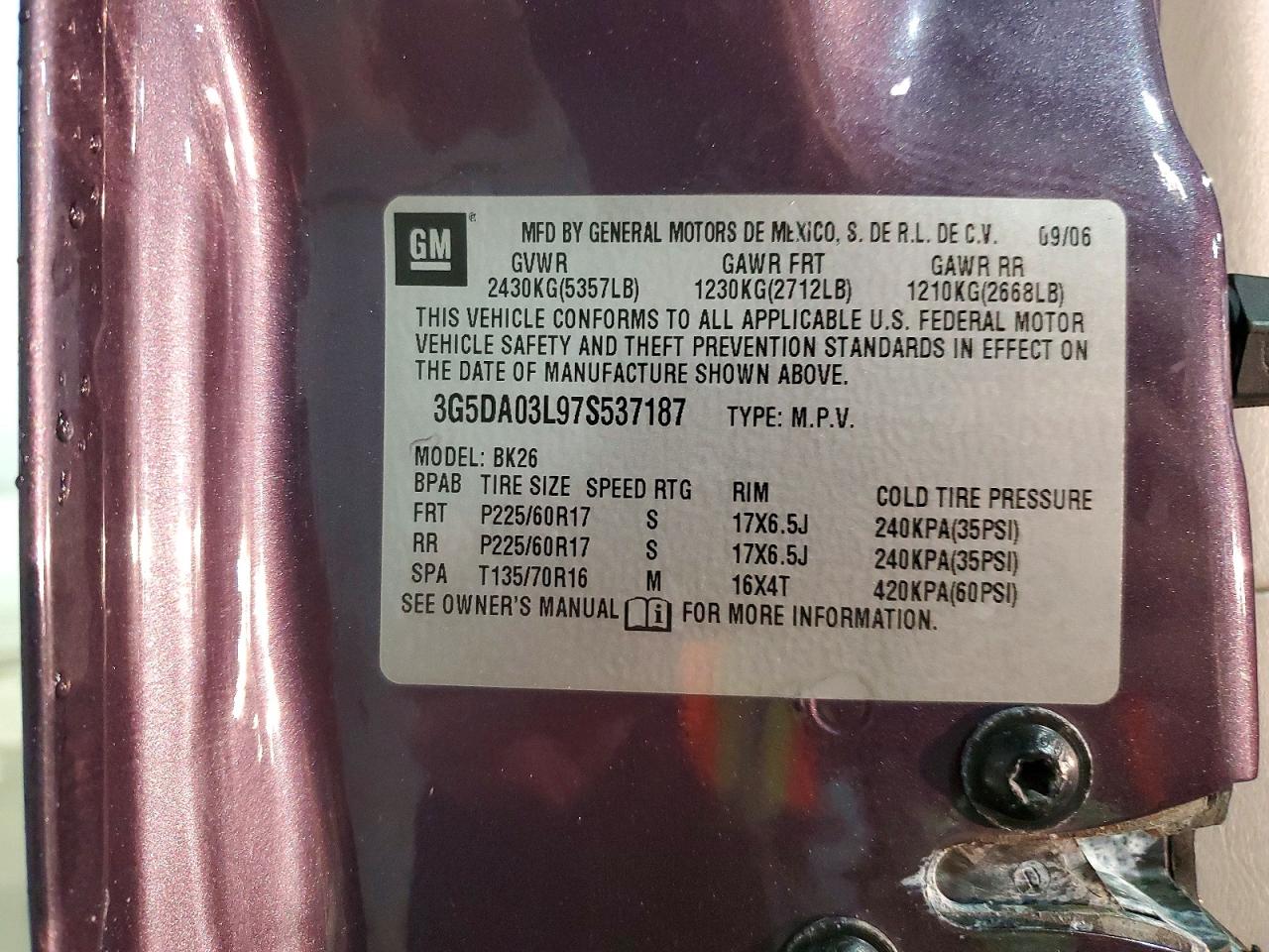 2007 BUICK RENDEZVOUS