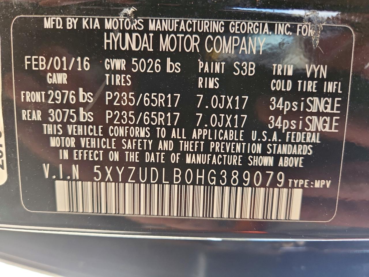 2017 HYUNDAI SANTA FE