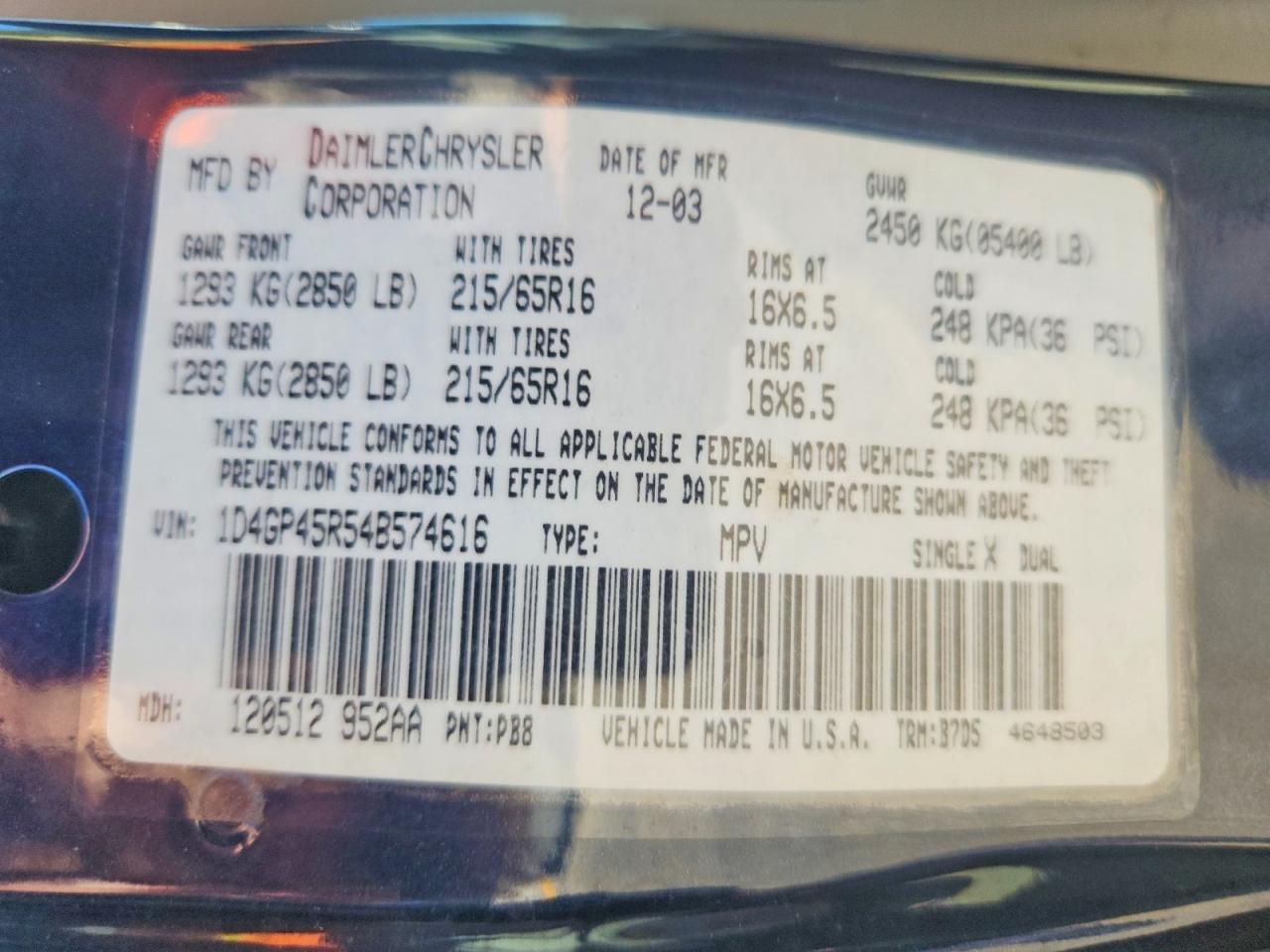 2004 DODGE CARAVAN