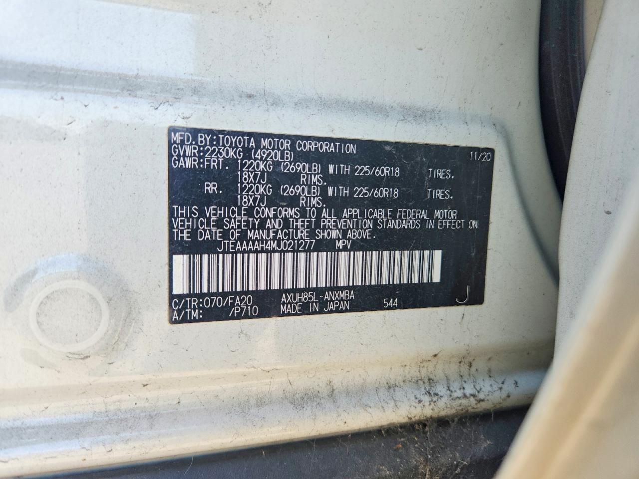2021 TOYOTA VENZA