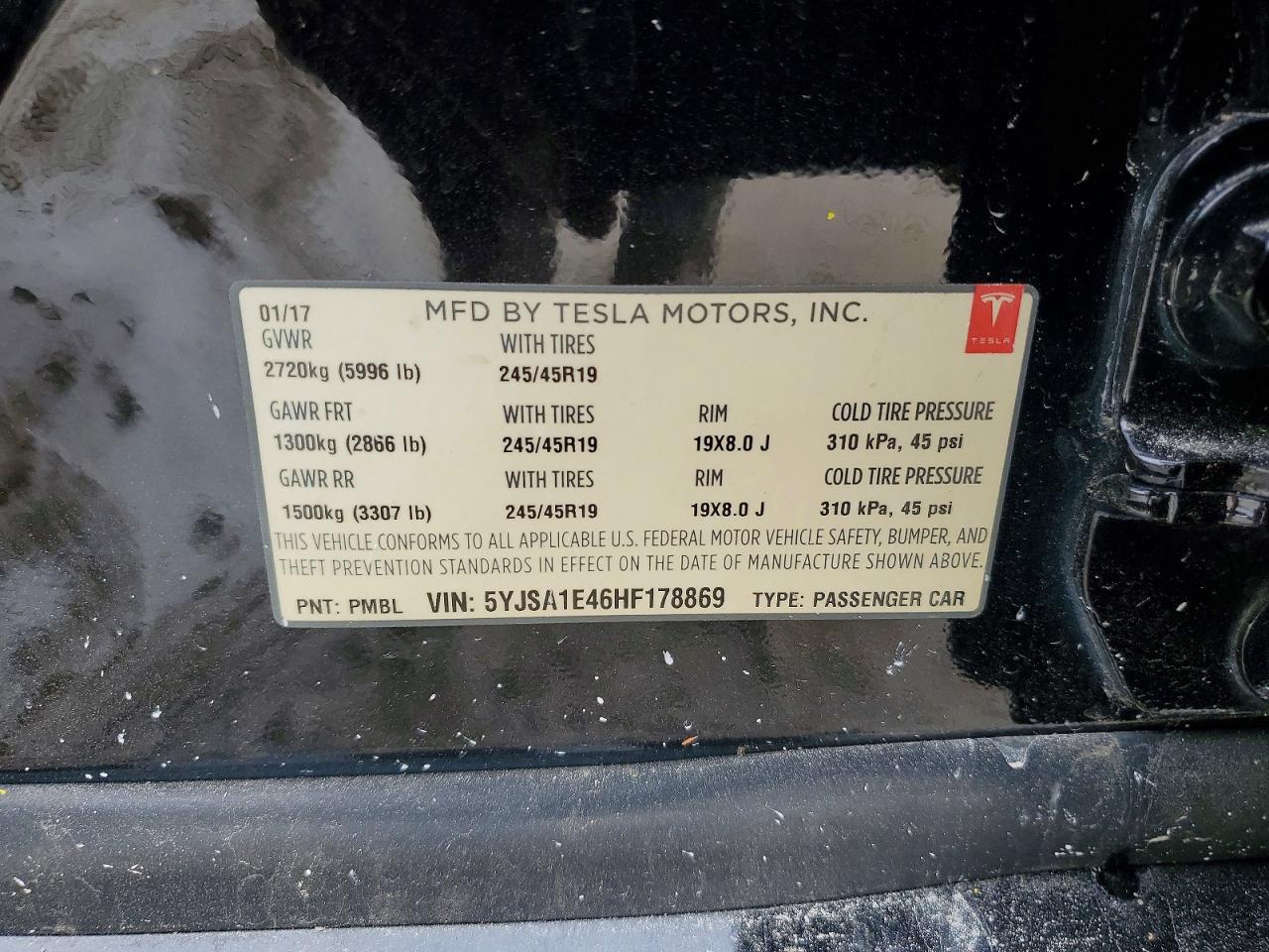 2017 TESLA MODEL S
