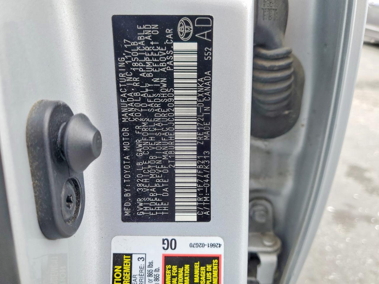2018 TOYOTA COROLLA