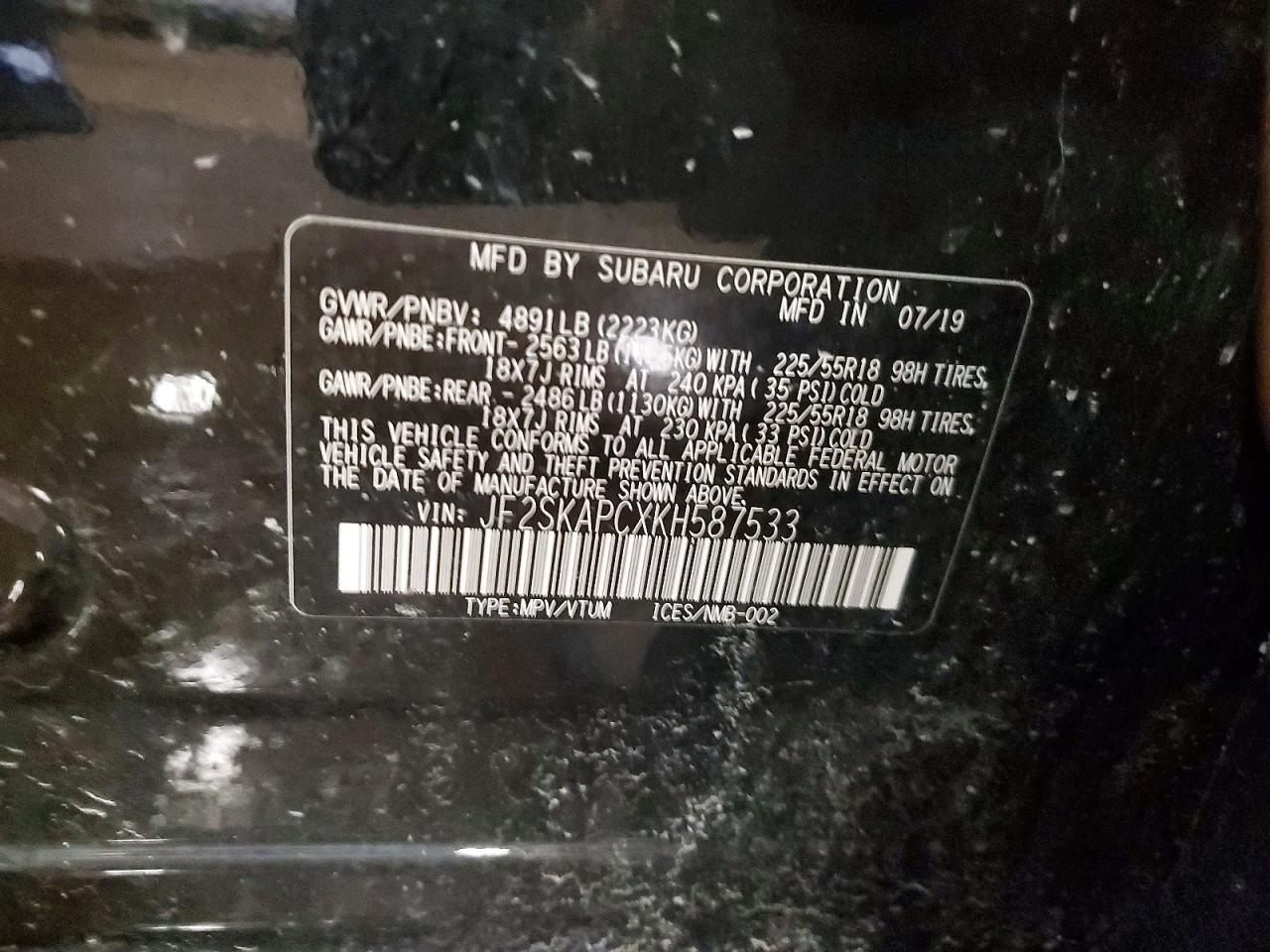 2019 SUBARU FORESTER
