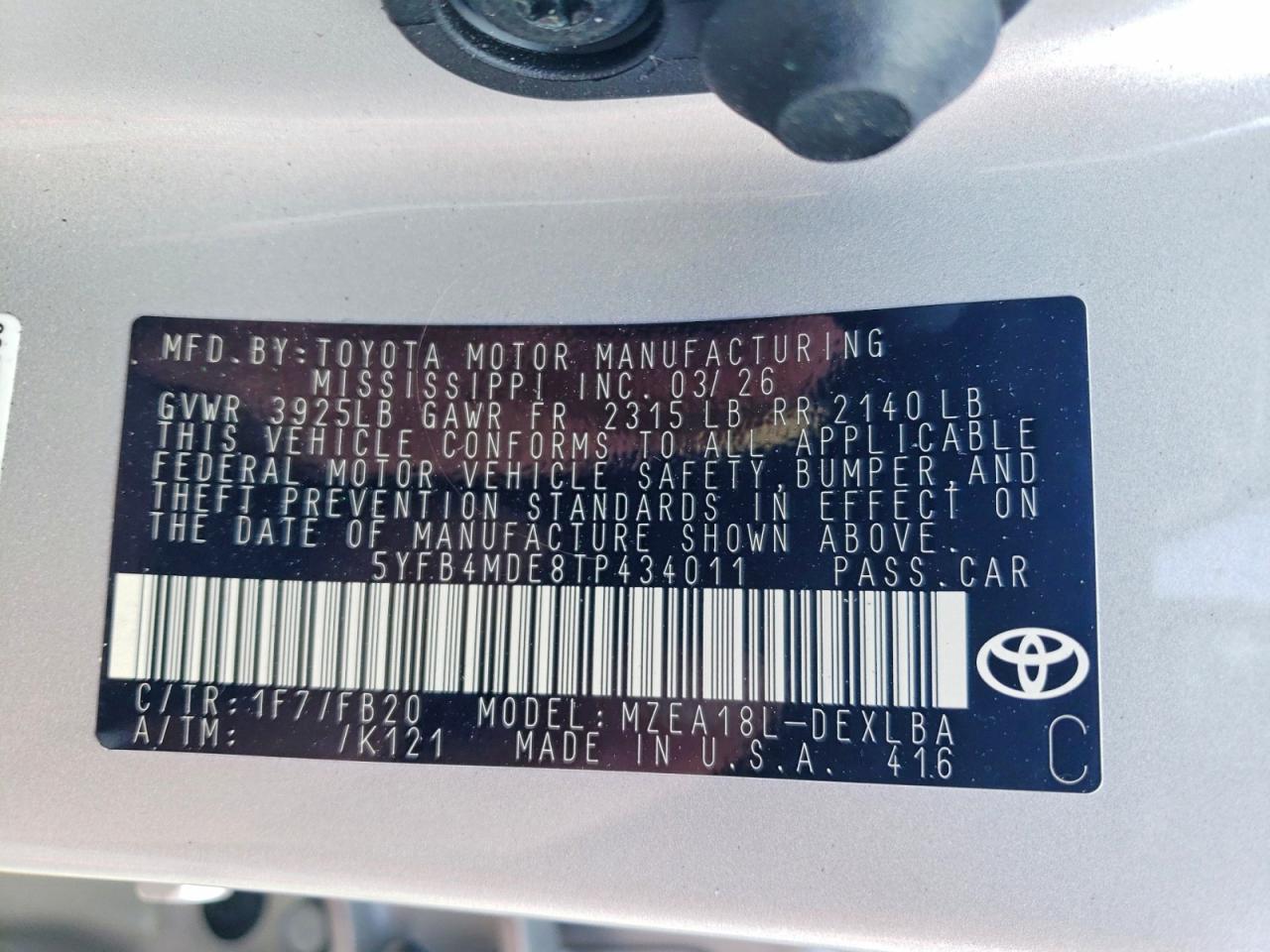 2026 TOYOTA COROLLA