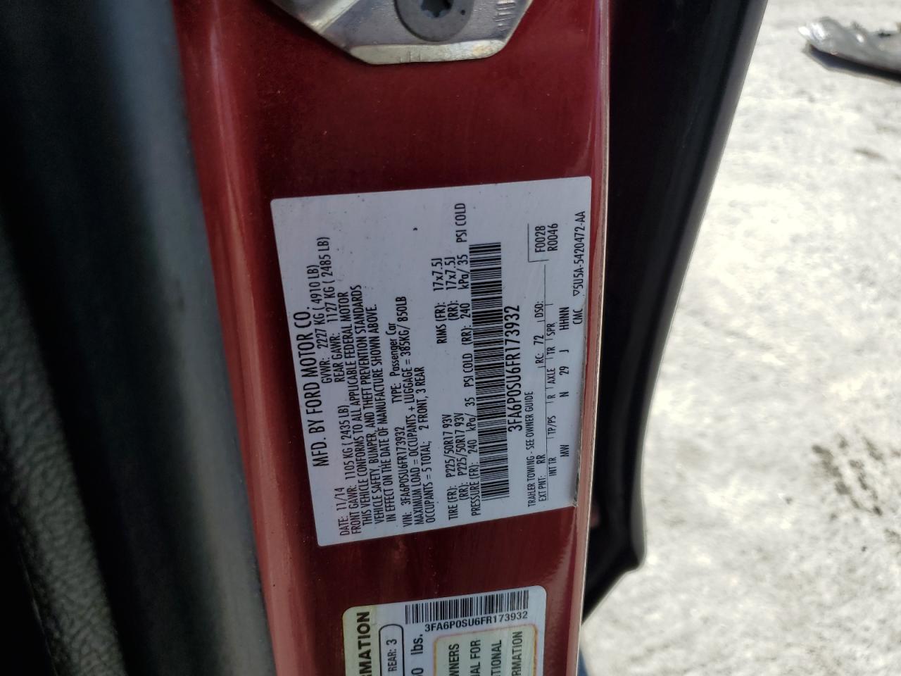 2015 FORD FUSION