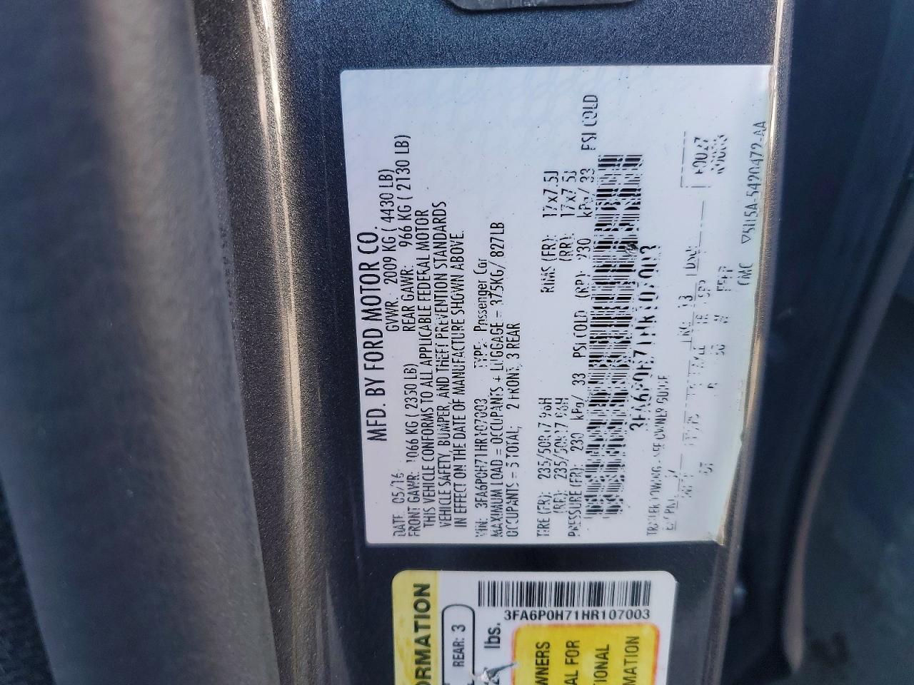 2017 FORD FUSION
