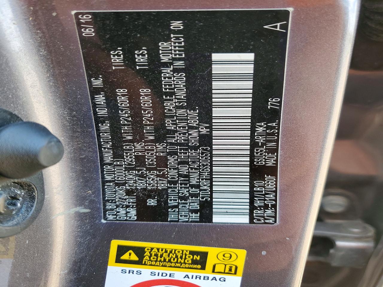 2016 TOYOTA HIGHLANDER
