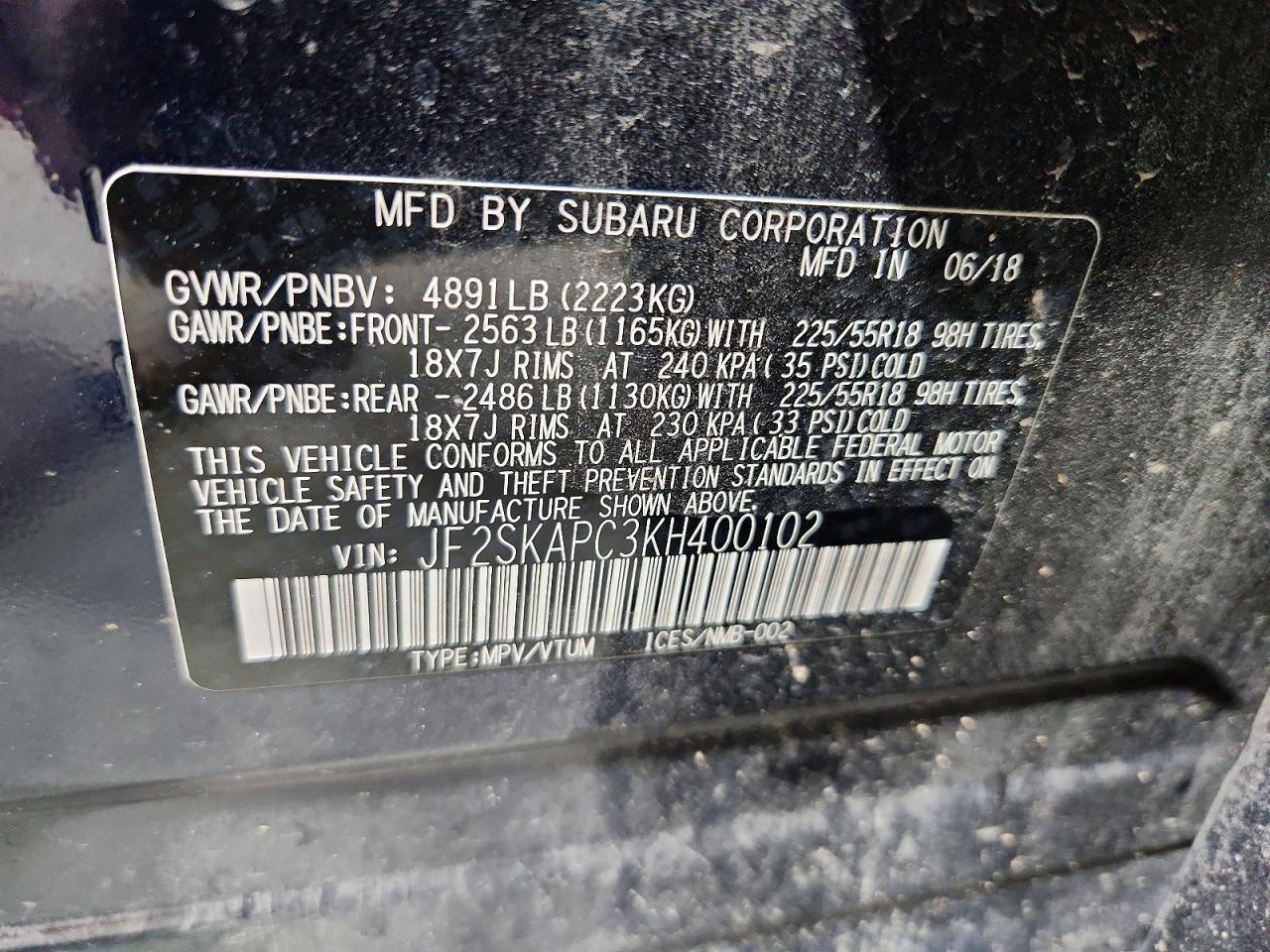 2019 SUBARU FORESTER