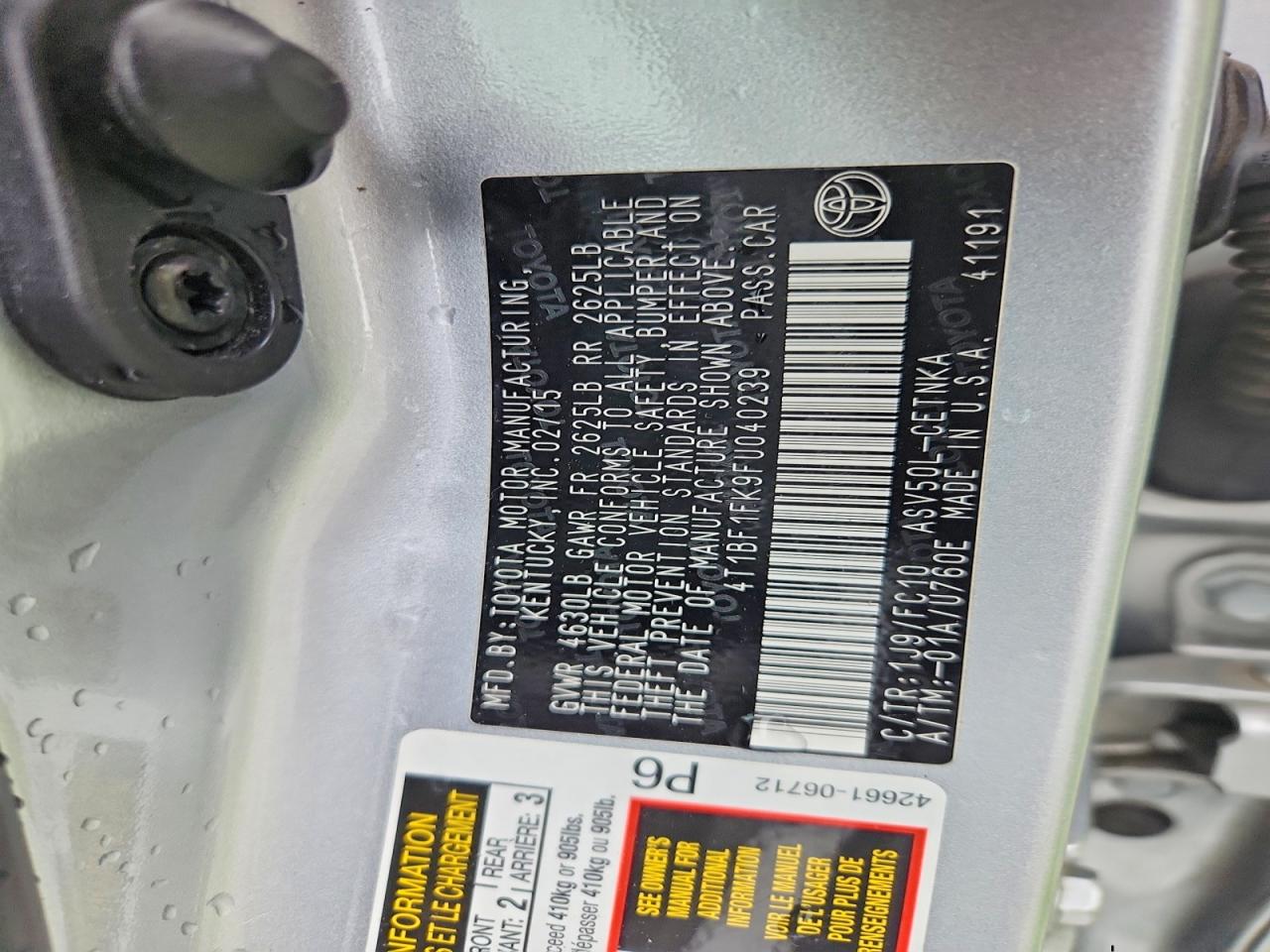 2015 TOYOTA CAMRY