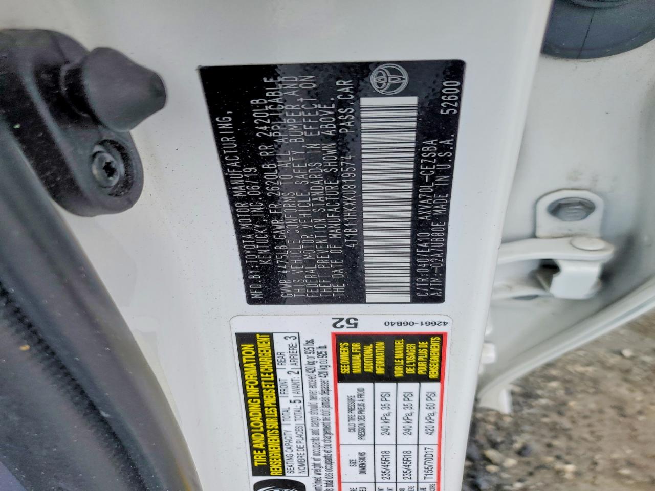 2019 TOYOTA CAMRY