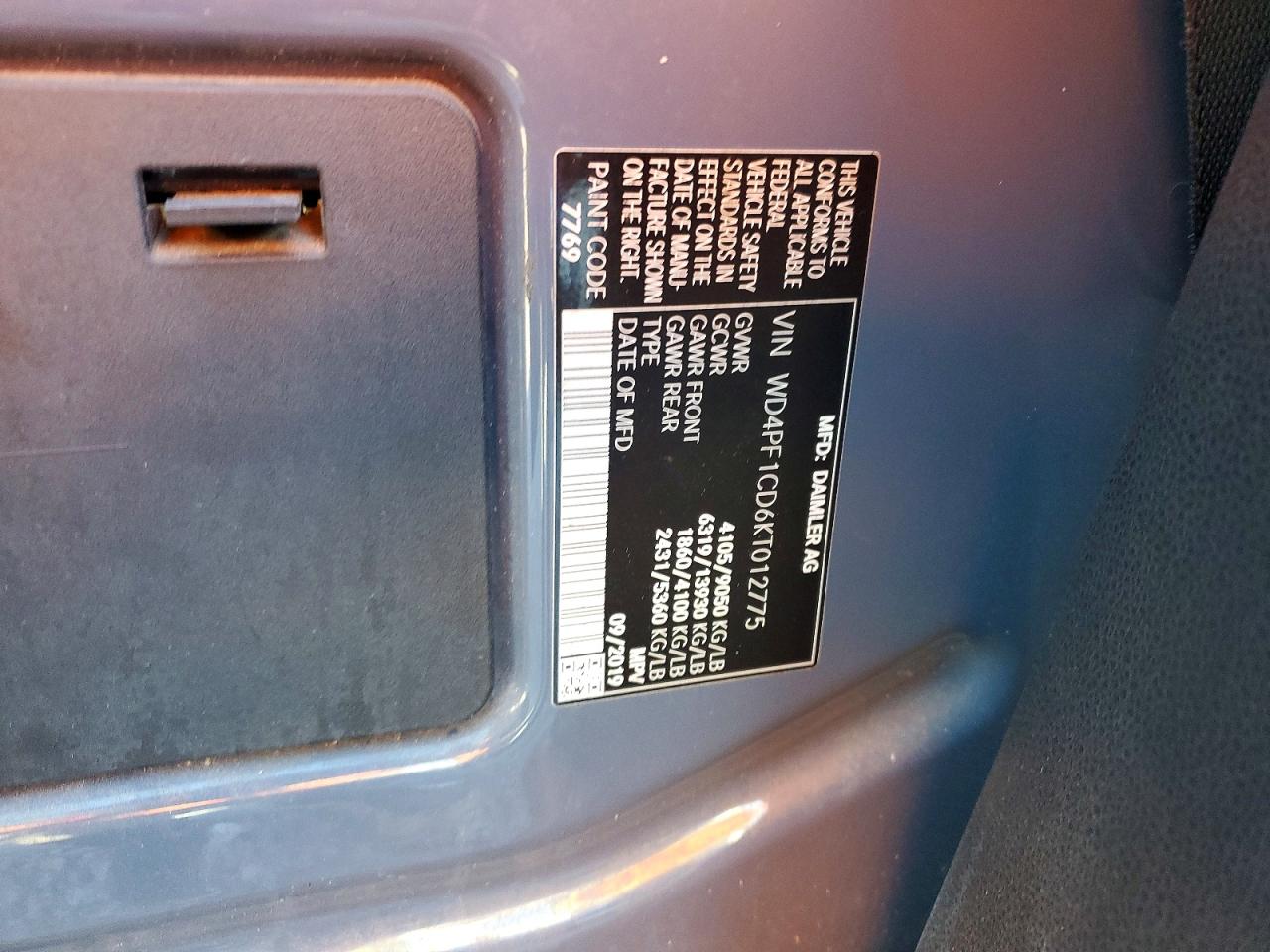 2019 MERCEDES BENZ SPRINTER