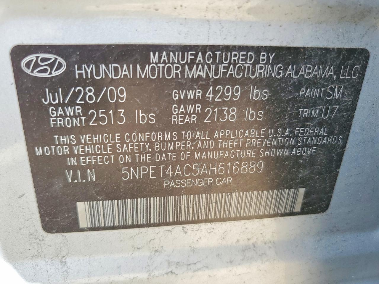 2010 HYUNDAI SONATA