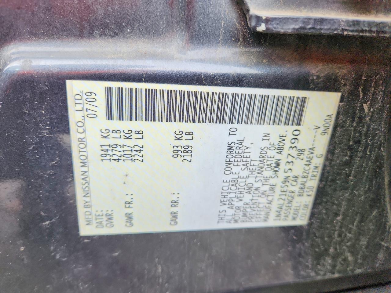 2009 NISSAN ALTIMA