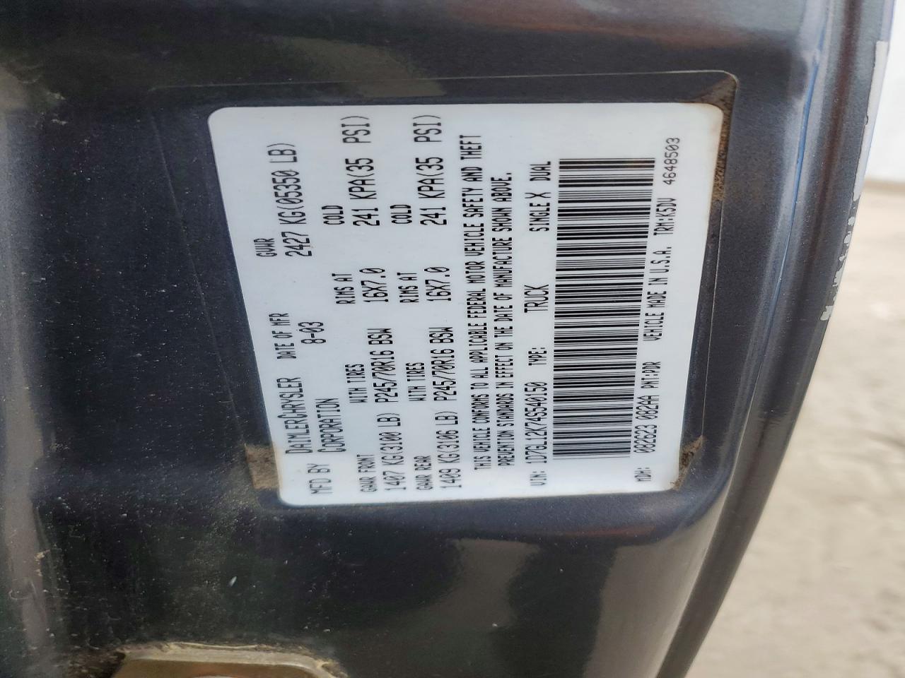 2004 DODGE DAKOTA