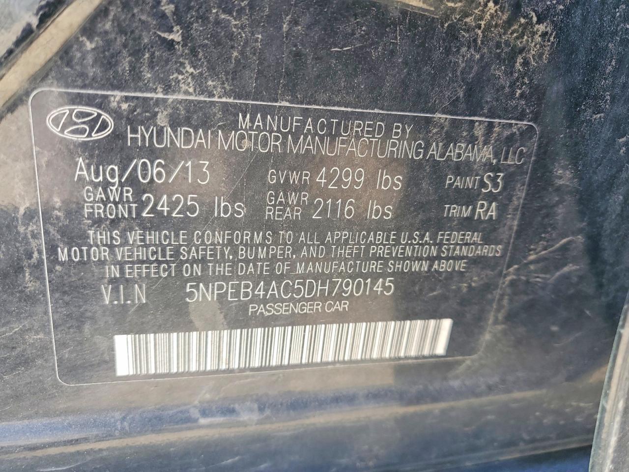 2013 HYUNDAI SONATA