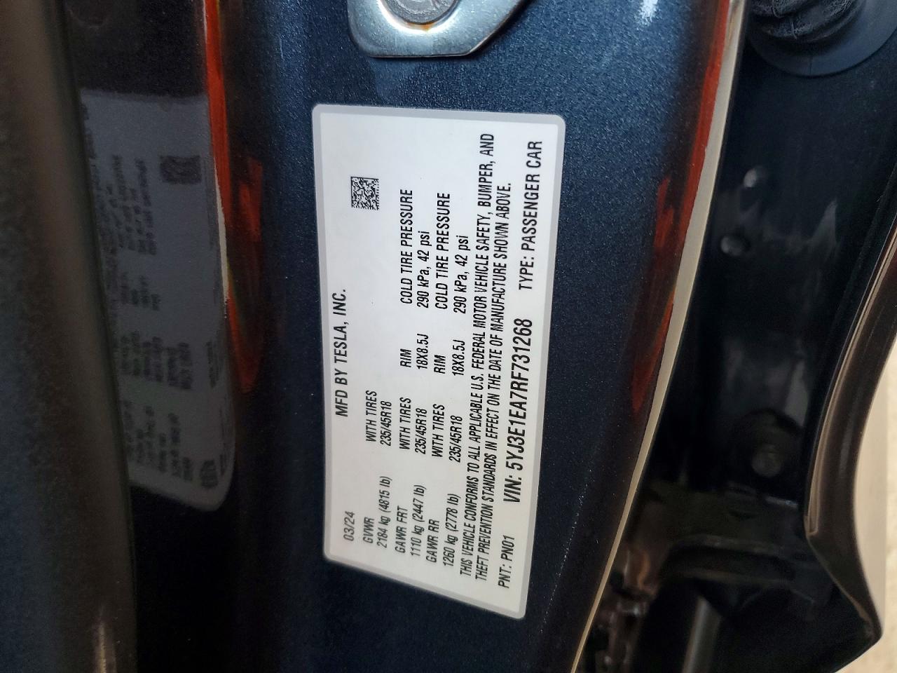 2024 TESLA MODEL 3